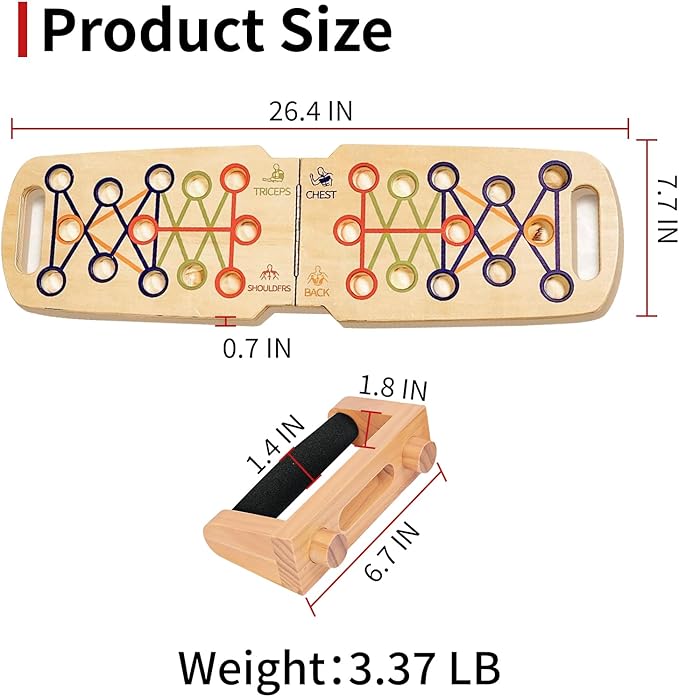 Foldable wooden Push up Board, Portable Push up Stand 14 in 1 Muscle Builder with Graphics Guide and 2 Solid Wood Pushup Handles