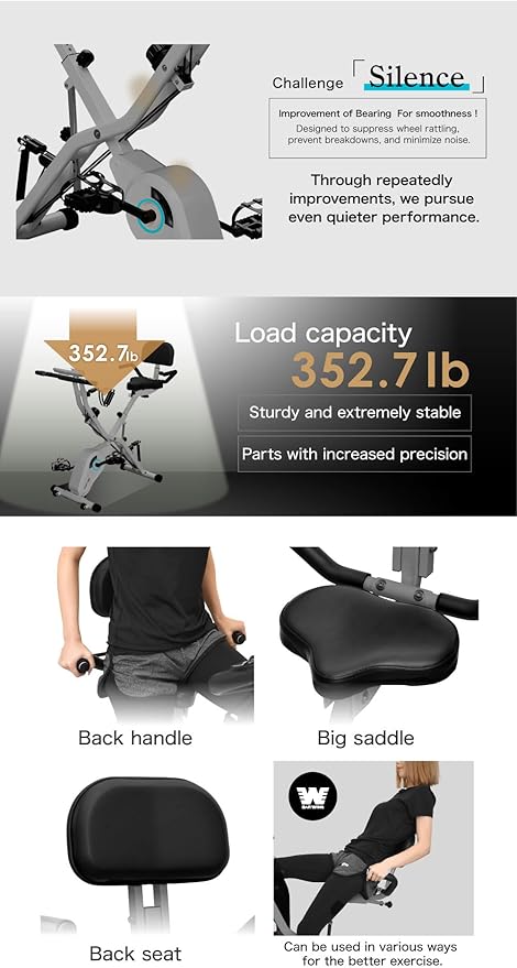 Exercise Bike for Home Workout Stationary Bike | 330LB Capacity, 16-Level Magnetic Resistance, Seat Backrest Adjustments