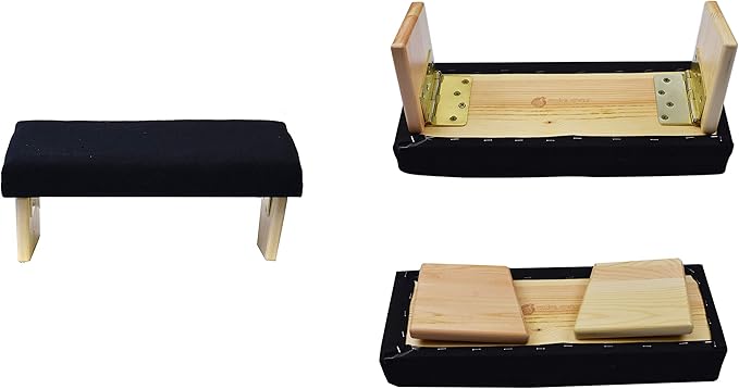 Mudra Crafts Black Foldable Meditation Chair - Yoga Zen Meditation Bench Kneeling Stool - Wooden Meditation Stool with Cushion - Prayer Kneeler Seiza Meditation Seat