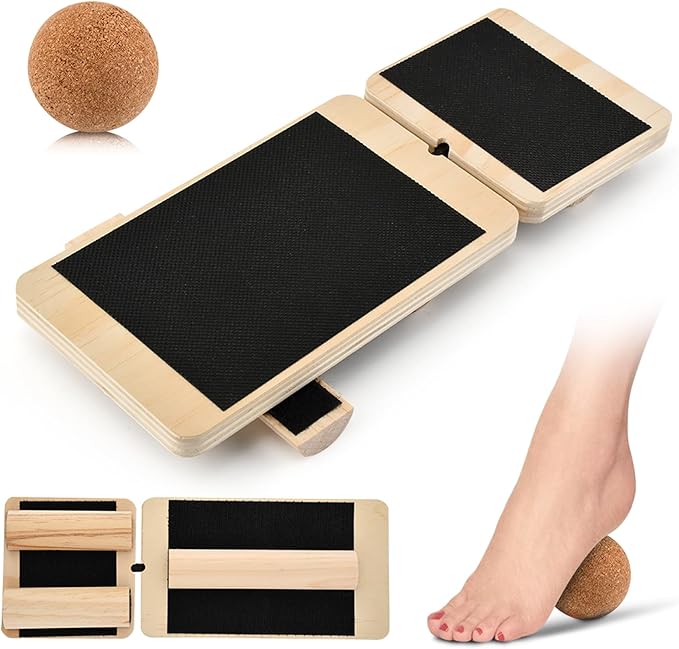 Ankle Balance Board Foot Strengthener Trainer - Single Leg Stability Board + Massage Ball for Sprain Recovery, Plantar Fasciitis Relief, Posture Correction & Balance Training