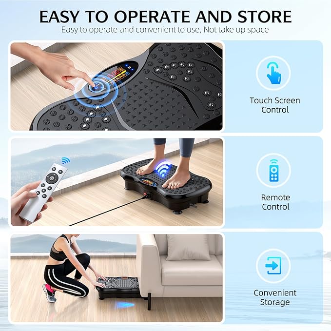 Vibration Plate Exercise Machine – Whole Body Workout for Weight Loss, Lymphatic Drainage & Muscle Recovery, Multiple Speeds with Bluetooth & Remote, Portable Shaker Board for Home Gym