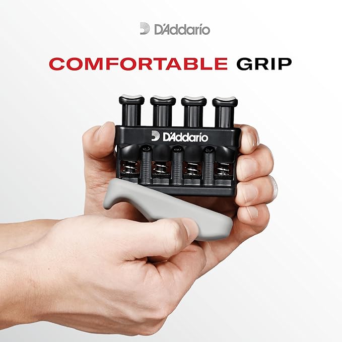 D'Addario Varigrip Finger Strengthener with Fiddilink - Finger Exerciser & Guitar Trainer with Simulated Strings for Callus Building - Strengthening & Coordination Tool for Guitar Players
