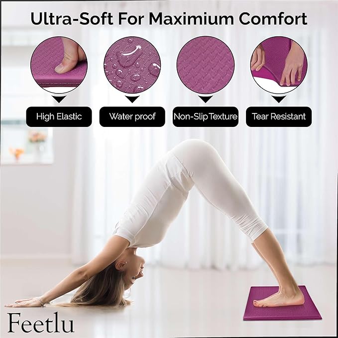 Yoga Knee Pad Cushion Exercise Knee Pad Folding, 1/2" Thick 24"x12" Eliminate Pain During Yoga or Exercise Workout– Extra Thick Padding& Support for Yoga Pilates, Fitness Exercise