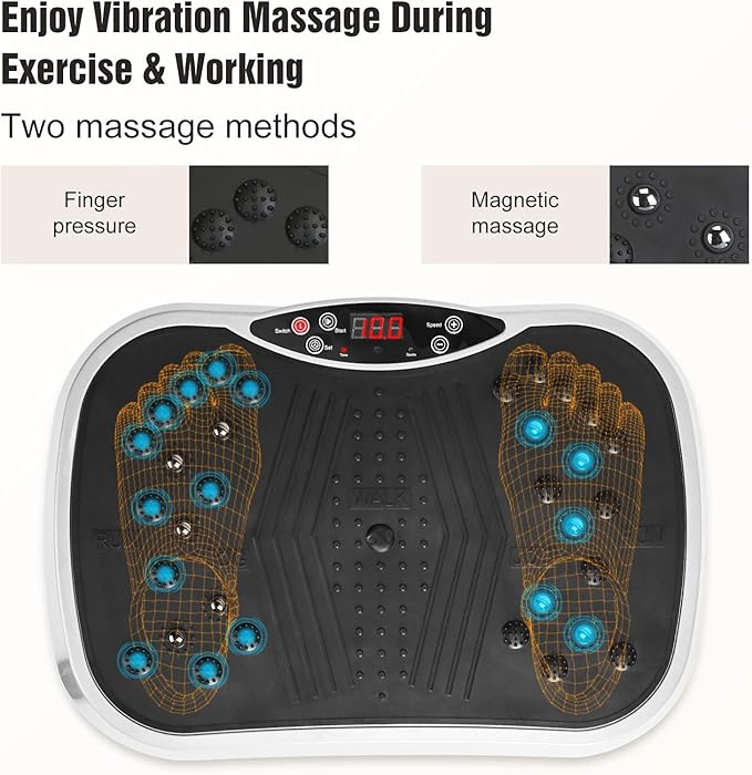 Vibration Plate Exercise Machine with 2 Resistant Bands,Whole Body Workout Vibration Platform,3 Modes Home Fitness Training Equipment for Weight Loss Fat Burner