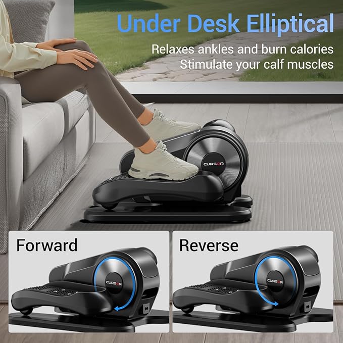 Under Desk Elliptical Machine, Electric Seated Pedal Exerciser, Mini Ellipse Leg Exerciser with Remoter, 12 Level Speeds, Forward & Reverse Direction, Manual & Auto Mode for Home Office (Dark)