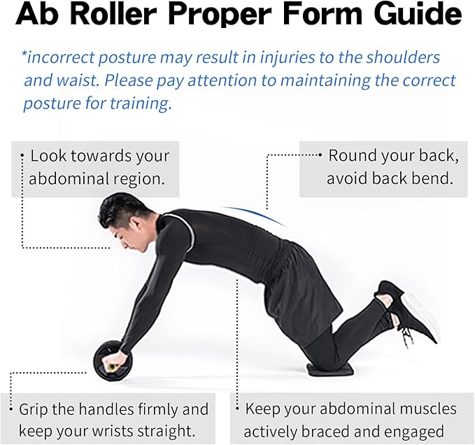 Ab roller wheel with knee pad for abdominal exercise core workout weight loss no noise easy to assembling light weight perfect home gym equipment for men & women