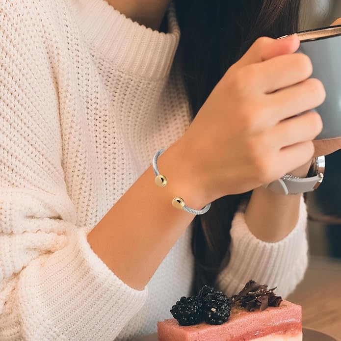 Magnetic Bracelets for Women, 2-Tone Stainless Steel Magnetic Bracelet for Couples & Hea