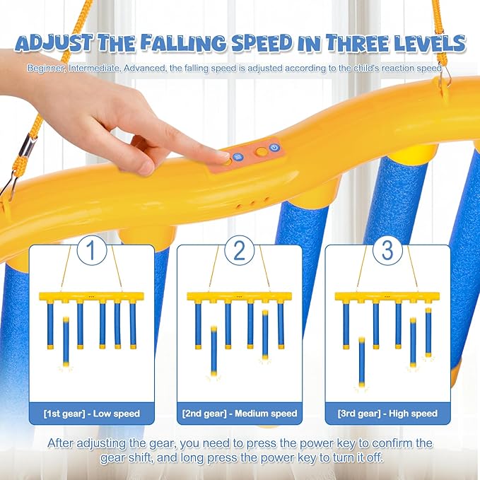 Reflex Challenge Game, Hand Eye Coordination Training Reaction Training Toy, 3 Adjustable Stick Catching Game for Playroom or Family Party Activities (Blue)