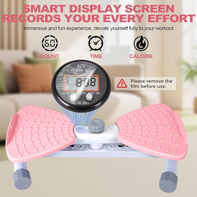 Reinforced Structure Waist Twister Machine Exercise, Ab Twist Board 440 lbs Weight Capacity for Slim Waist and Core, with Smart LED Digital Display Track Time, Reps, Calories for Women