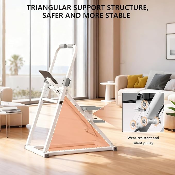 Foldable Stair Stepper with Handlebar, Adjustable Resistance Stepper Machine, Quiet Climber Cardio Equipment with Timer & Phone Holder for Home Gym