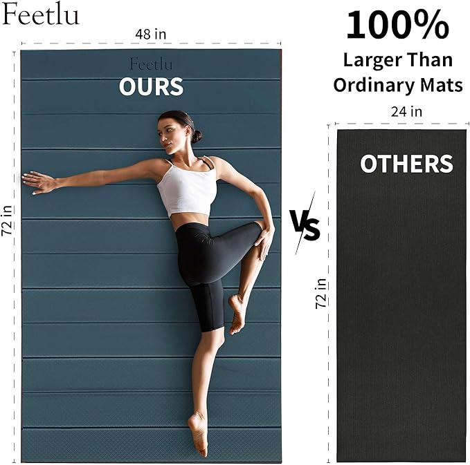 Foldable Wide & Large Yoga Mat – Cushioned, Compact & Easy to Store | 6mm & 8mm Thick | For Home, Gym, Travel, Yoga, Pilates & Floor Exercises