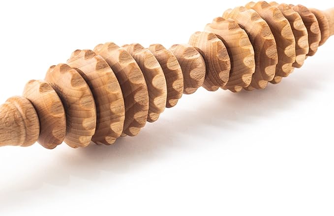 Tuuli Accessories - Oval Wooden Massage Roller, Multi-Functional Body Roller for Cellulite, Muscle Tension and Skin Health Support, Natural Massager for Women and Men