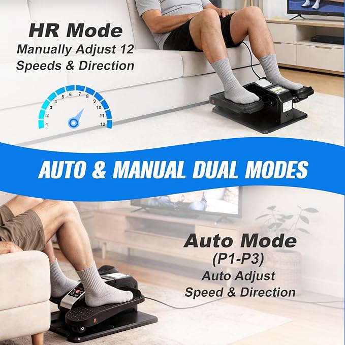TABEKE Under Desk Elliptical Machine, Electric Ellipse Leg Exerciser for Senior with Remote Control & 12 Speeds, Portable Quiet Electric Seated Pedal Exerciser for Home with Display Monitor