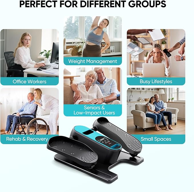 Dripex Under Desk Elliptical Machine, Electric Elliptical Leg Exerciser for Seniors, Quiet Portable Elliptical Exercise Machine, Seated Pedal Exerciser with 12 Level Speeds, Remote Control