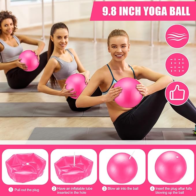 10 Pcs Home Pilates Ring Set for Women Yoga Equipment Accessories Pilates Ring Circle and Ball Workouts Gift Include Ball Yoga Circle Resistance Bands Block Straps Gym Bag