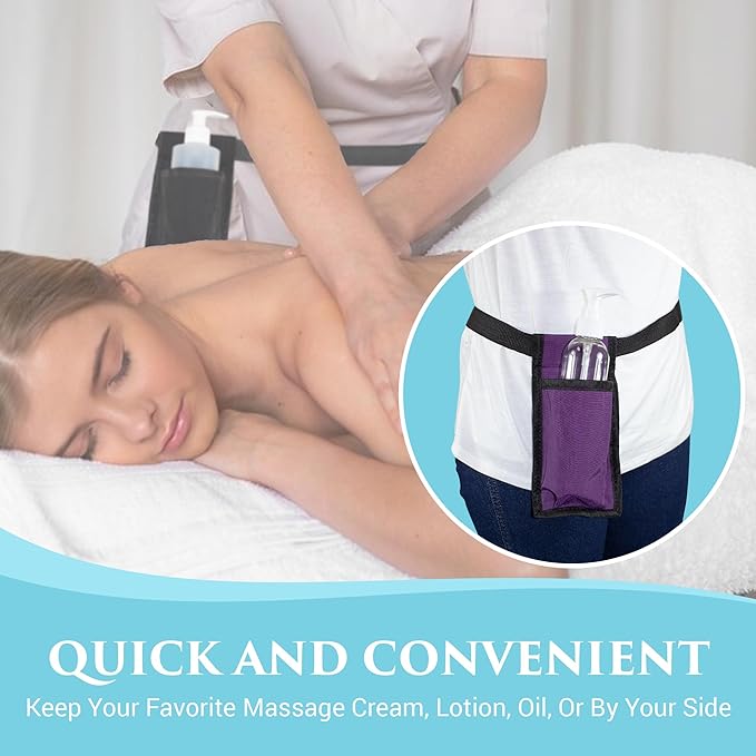 NRG Massage Holster - Single Massage Oil, Lotion and Cream Bottle Holster - Holds up to an 8 Ounce Bottle - 50 Inch Long Adjustable Belt - Durable Nylon Fabric - Washable - Color: Purple