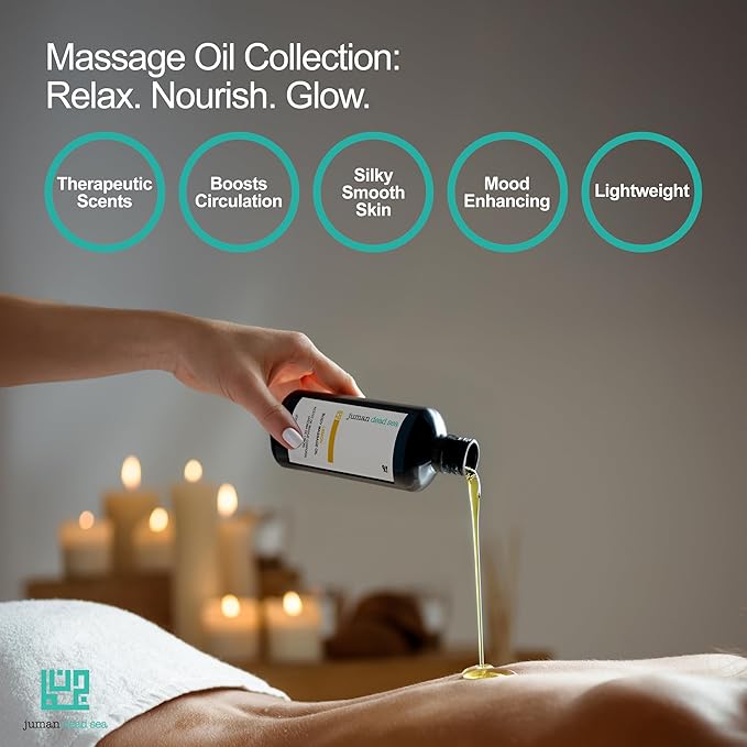 Juman Dead Sea Body Massage Oil Set | Enriched with Olive, Sweet Almond and Other Essential Oils | Therapeutic Massage Oil | Stimulates Blood Circulation & Helps Relaxing | Pack of 3