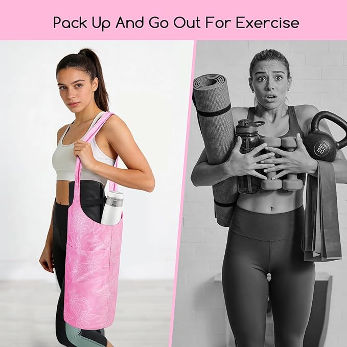 IwIeIaIrI Yoga Mat Bag for Women with Large Size Pocket and Zipper Pocket,Yoga Gifts Accessories with Adjustable Shoulder Strap- Fits Most Workout Stuff