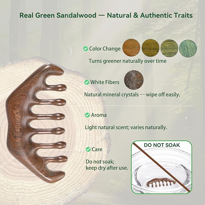 Natural Green Sandalwood Multi-Point Gua Sha Tool – Handheld Wooden Face, Scalp & Body Massage Tool, Trigger Point & Relaxation Accessory for Neck, Back & Legs, Gift-Ready Self-Care Tool