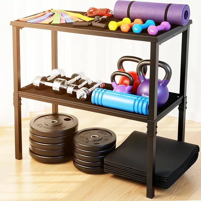 Commercial Heavy Duty Adjustable Dumbbell Stand & Kettlebell Stand, Adjustable Dumbbell Weight Rack, Kettlebell Storage Rack, Weight Rack for Garage/Home Gym/Commercial with Non-Slip Base, Anti-Tip Safety & Space-Saving Design, Weight Capacity 500/600/...