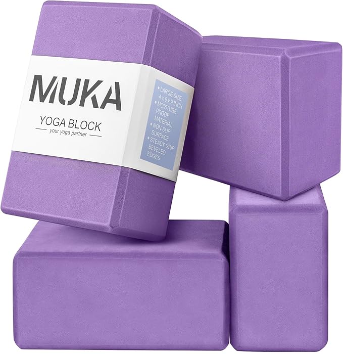 Muka 4 Pack Yoga Blocks 4x6x9 Inch, High Density EVA Foam Yoga Brick for Meditation, Pilates