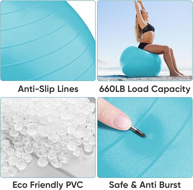 APEXUP Yoga Ball Exercise Ball Anti Slip Heavy Duty for Fitness, Balance & Core Workout