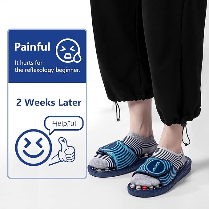 BYRIVER Acupressure Foot Massage Slippers Shoes Sandals, Reflexology Massager Tools, Relieve Back Tension Pressure Arthritis Pain, Present Gifts for Dad Mom(05L)