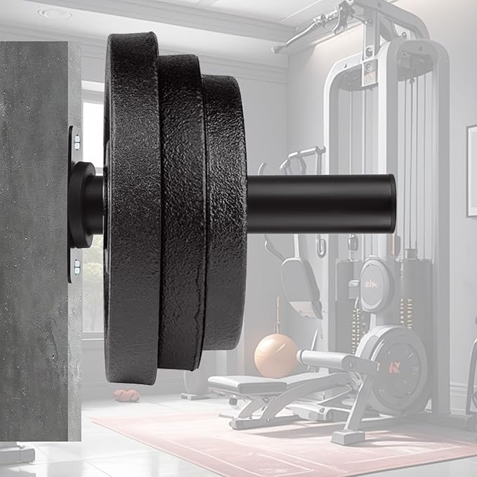 4 Pack Weight Plate Holder, Wall Mounted Weight Rack Storage for 2" Weight Plate, Max Weight Capacity 330 lb with Black Powder Coated for Garage Home Gym Strength Training