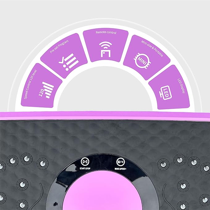 Vibration Plate Fitness Platform with Remote Control, 120 Speed Levels, Pink, Whole Body Exercise Machine for Weight Loss and Muscle Toning