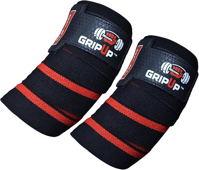 Fitness Elbow Wraps Weightlifting (Pair) 39” Adjustable Brace Joint Support Pain Relief Tendonitis Elbow Straps Weight Lifting Bench Press Gym Workouts Bands Men & Women
