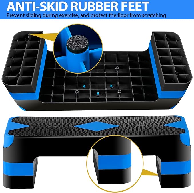 F2C 26.5 Inches Step Aerobics Stepper Platform with 3 Risers, Home Gym Workout Equipment, Fitness Exercise Equipment, Exercise Workout Stepper