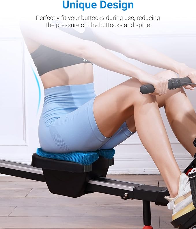 MERACH Rowing Machine & Seat Cushion, Magnetic Rower Machine for Home, 16 Levels of Quiet Resistance, Dual Slide Rail with Max 350lb Weight Capacity