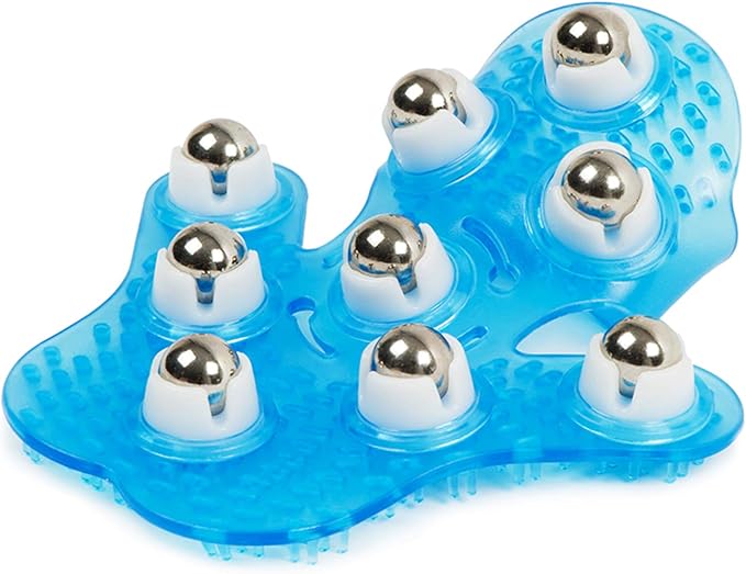 Glove Massager Palm Shaped Hand Massage Manual 9 360-degree-roller Mental Roller Ball Blue