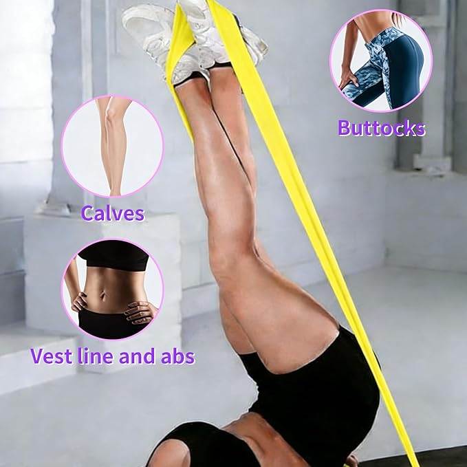 Resistance Bands Long Non-Latex Elastic Stretch Bands Work Out Band for Working Out Women or Men, Exercise Bands Set Yoga, Pilates, Gym,