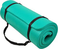 BalanceFrom 71x24 Inches Extra Thick Yoga Mat 1-Inch High-Density Foam – Roll-Up Exercise Pad with Double-Sided Non-Slip Surface and Carrying Strap for Pilates and Home Workouts, Multiple Colors