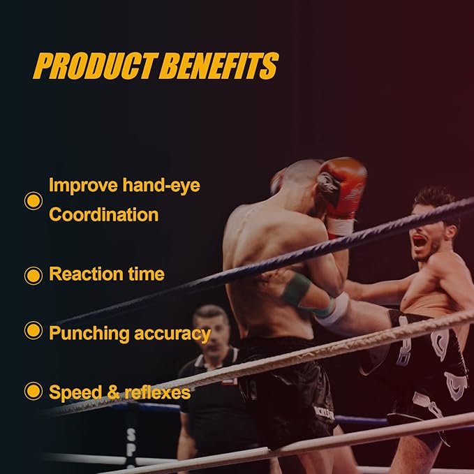 Hikeen Boxing Reflex Ball MMA Boxing Equipment 2 Difficulty Levels Adjustable for Adults and Kids Agility Training Punching Speed and Hand Eye Coordination Training