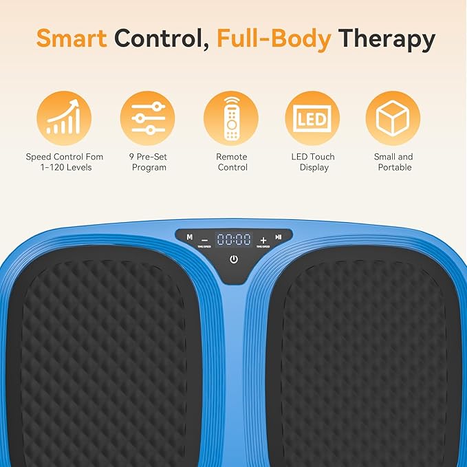 NEWBULIG Vibration Plate, Whole Body Workout Vibrating Platform with LED Touch Screen & Pull Ropes for Weight Loss & Muscle Toning, Home Gym Fitness Equipment with Remote Control for Women Men, Black