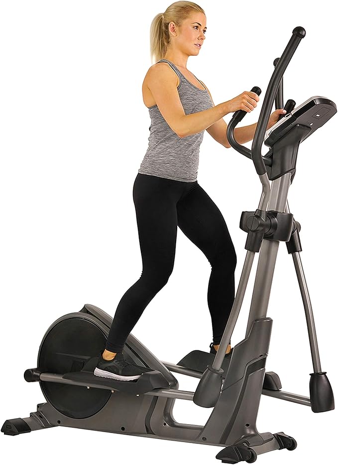 Sunny Health & Fitness Elliptical Cross Trainer Exercise Machine, Cardio Equipment for Home Gym with Pulse Sensor Grips, 24 Pre-Built Workouts, 16 Resistance Level Max 330Lbs, SunnyFit App Optional