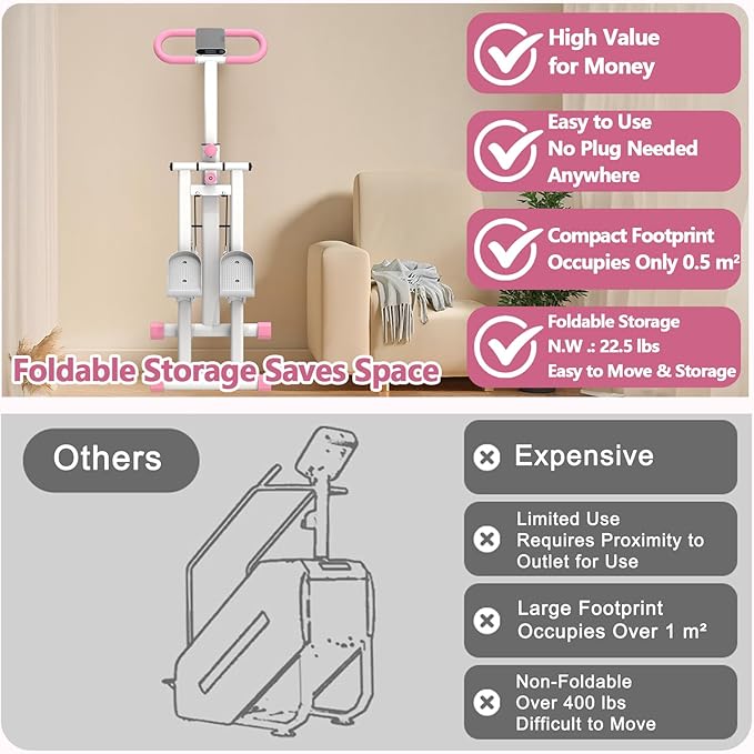 Stair Stepper for Home - Vertical Climber Workout Machine with Stable Frame, Adjustable Handlebar for Full-Body Exercise