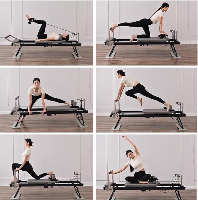 Foldable Pilates Reformer, Yoga Studio Core Bed Gym Machine, Suitable for Home Use and Exercise, for Beginners and Intermediate Users