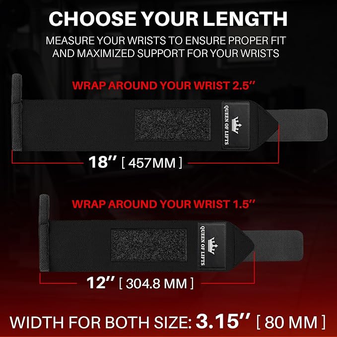 TECEUM Weightlifting 18" & 12" Wrist Wraps with Thumb Loop – Heavy Duty Wrist Workout Braces for Men and Women – Ideal for Powerlifting, Strength Training, Bodybuilding