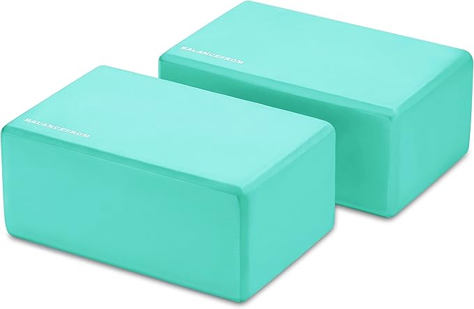 Fitvids Set of 2 High Density Yoga Blocks, 9"x6"x4" Each, Pair, Multiple Colors