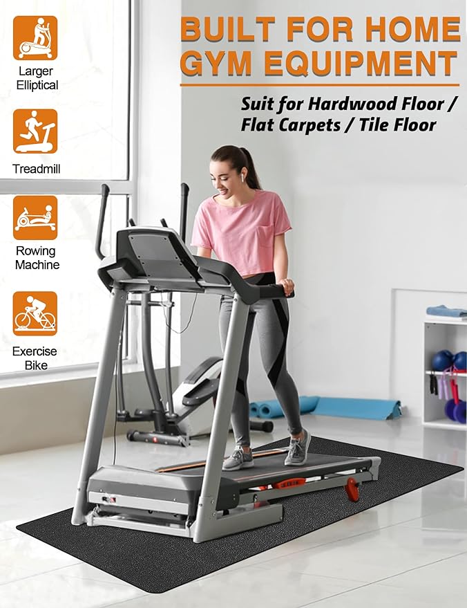 Treadmill Mat 78"x36", WERCHO Walking Pad Mat for Carpet Hardwood Floors 6mm Heavy-Duty Exercise Equipment Mat for Treadmil Pad, Rowing Machine, Spin Bike, Elliptical Trainer, Home, Gym