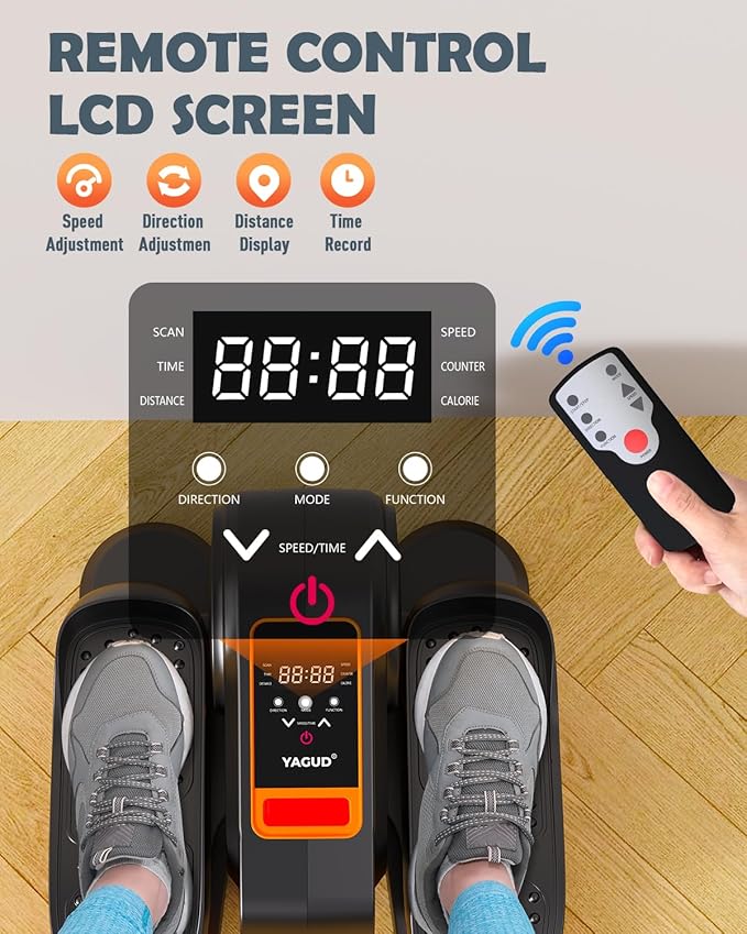 Under Desk Machine, Electric Elliptical Leg Exerciser for Senior, 13 Adjustable Speeds Quiet and Portable Seated Pedal Exerciser for Training with Remote Control