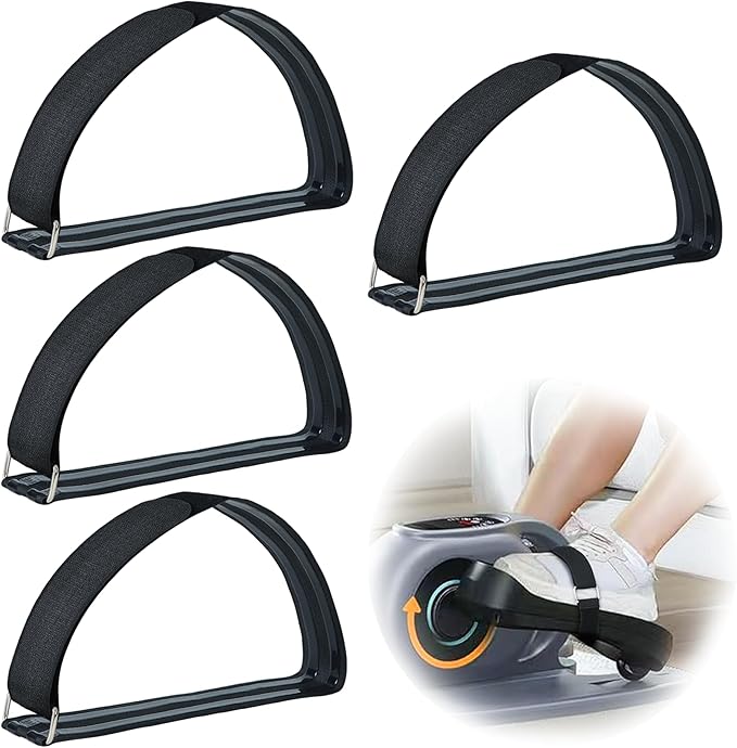 4 Pcs Ellipse Leg Exerciser Pedal Straps，Non-Slip Foot Pedal Straps for Under Desk Elliptical Machine, Foot Pedal Straps for Adults Seniors Fitness Home Sports Accessories