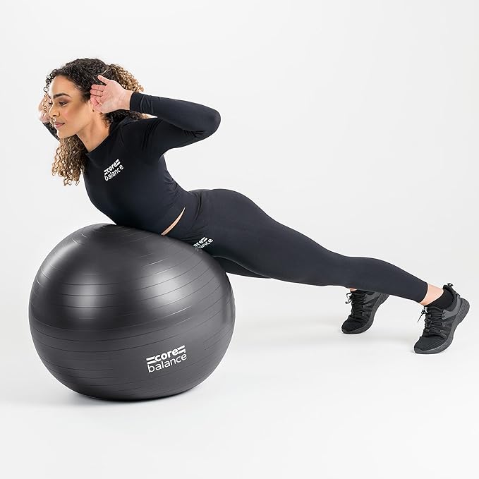 Core Balance Exercise Ball, Stability Ball for Yoga, Pilates and Fitness, Gym Ball for Home Gym and Office Chair, Training, Physical Therapy, Anti Burst, Pump Included, 55cm 65cm 75cm 85cm