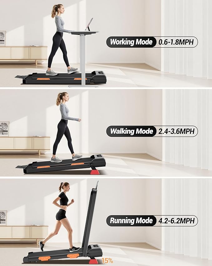 LONTEK 3-in-1 Foldable Treadmill with 300 LBS Capacity, 15% Walking Pad Treadmills for Home and Office, 2.5 HP Under Desk Treadmill with Quiet Brushless