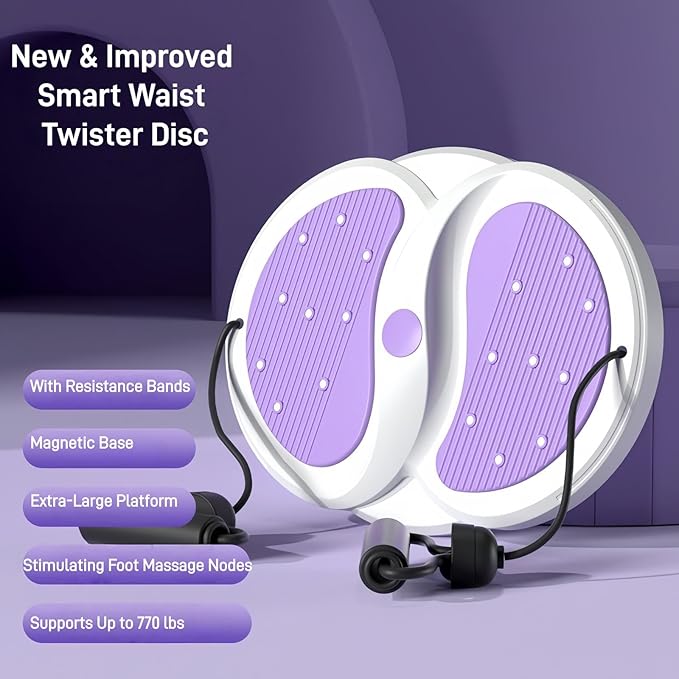 Waist Twister Disc Board, Ab Twist Board with 770 lbs Weight Capacity, with 18 Magnets for Foot Massage, Noiseless Home Gym Equipment for Women Men