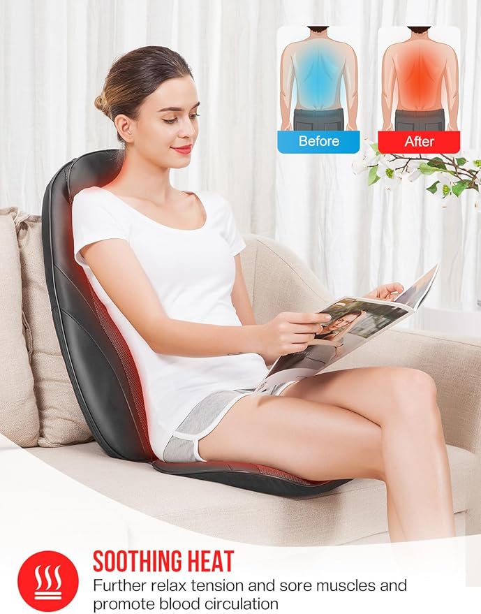 Snailax Back Massager with Heat, Gifts for Men, Women, Electric Deep Tissue Kneading Full Body Massage Chair for Back Pain, Home, Office Use, App Control