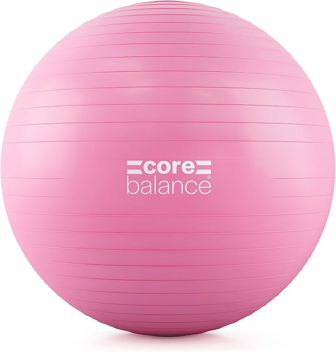 Core Balance Exercise Ball, Stability Ball for Yoga, Pilates and Fitness, Gym Ball for Home Gym and Office Chair, Training, Physical Therapy, Anti Burst, Pump Included, 55cm 65cm 75cm 85cm